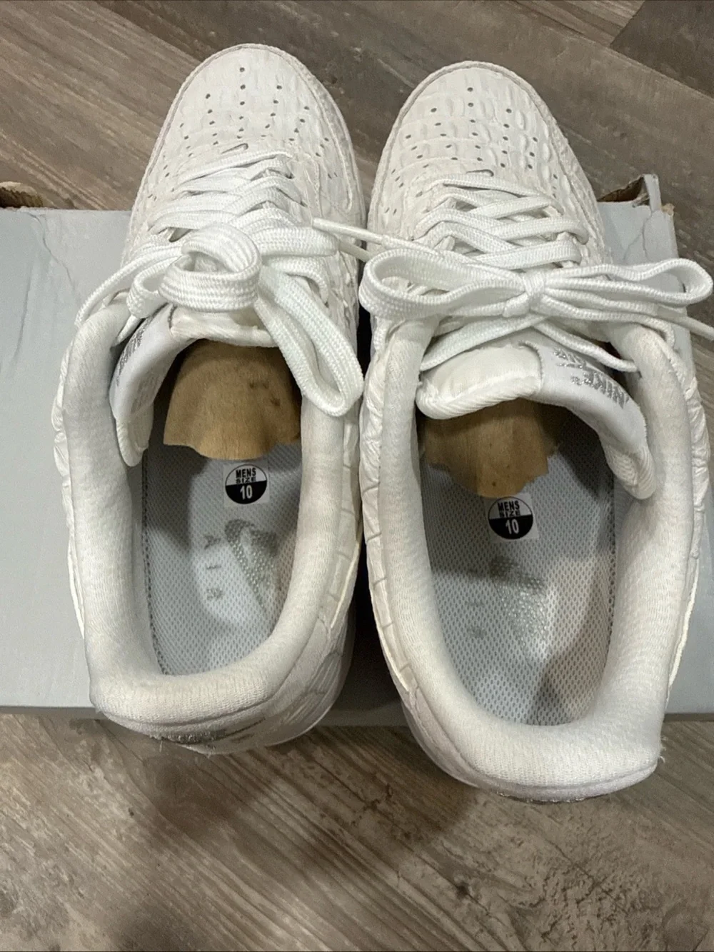 Nike Men’s White Croc-Embossed Air Force 1 Low Sneakers